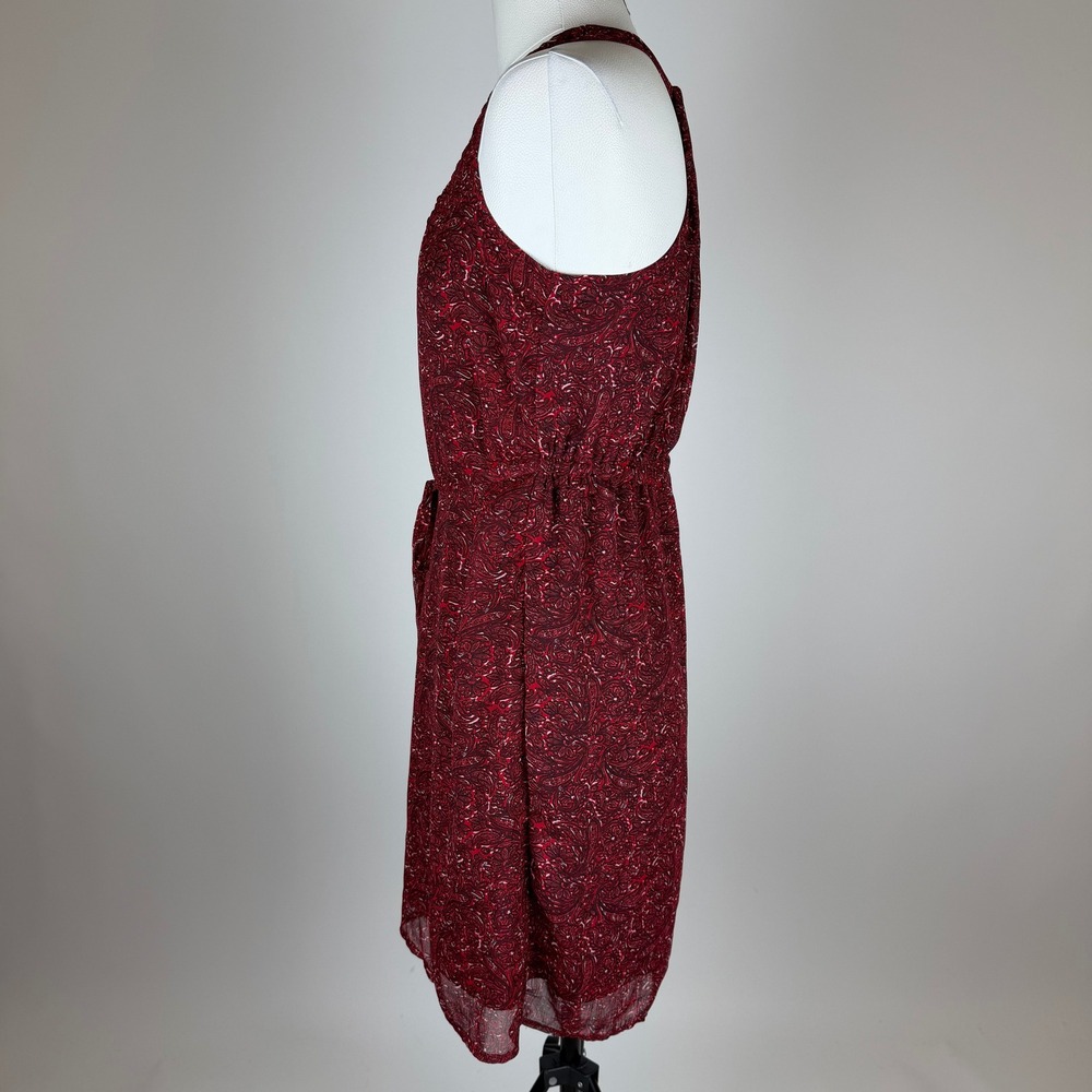 Converse One Star Maroon Paisley Tie Belt Sleeveless Mini Dress Womens XS Boho - Picture 4 of 10